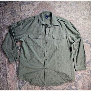 Utility Army Green Button-Up Shirt | Military Style | Streetwear Fit Size L
